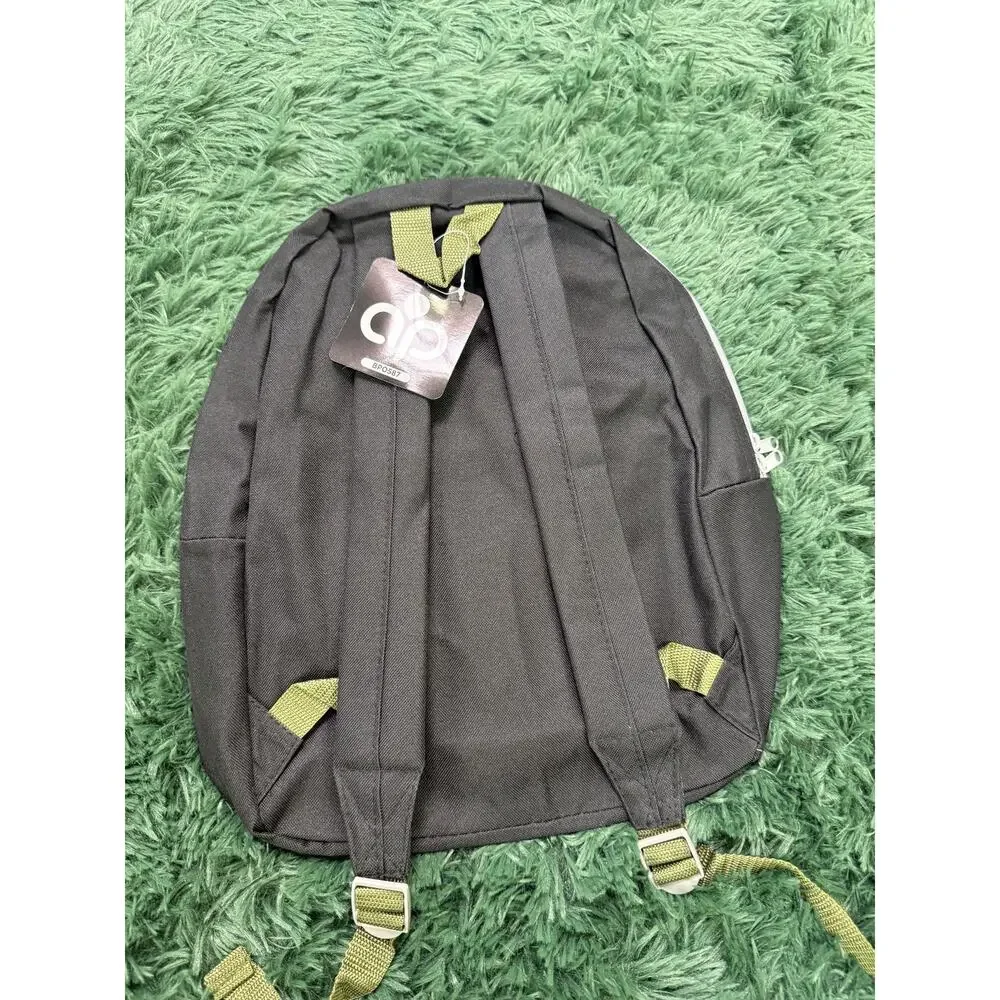 b-wada Black Compact Backpack Small Daypack with Olive Green Accents Adjustable